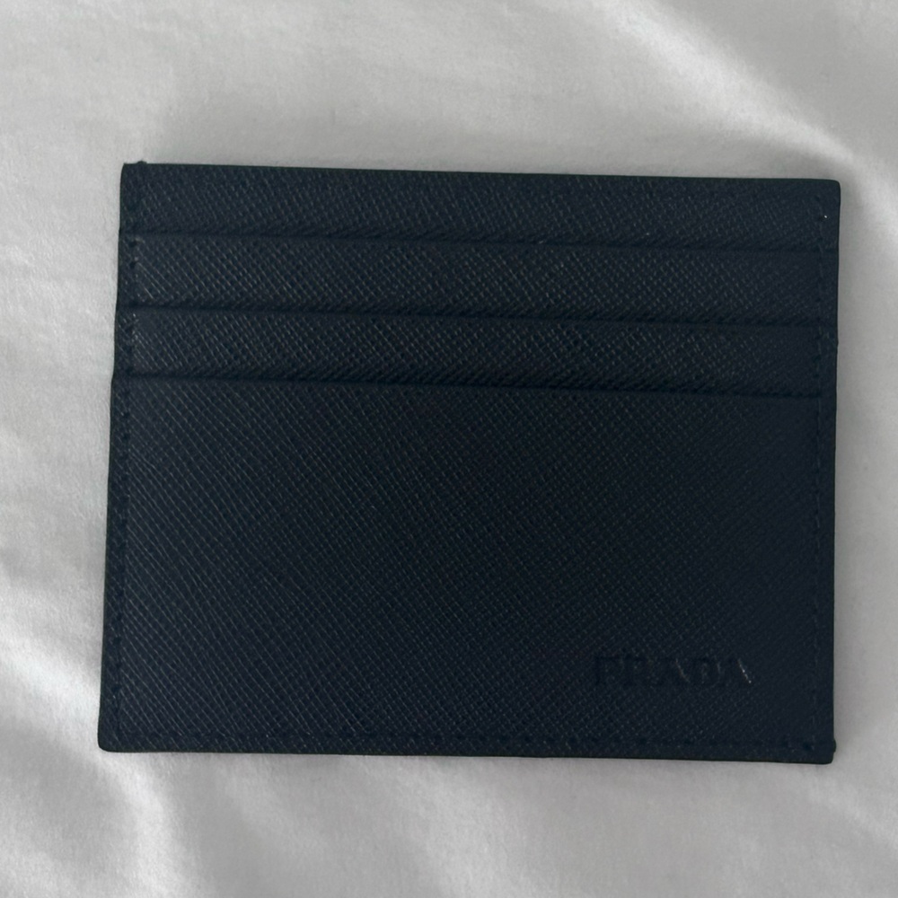Authentic Prada Saffiano Mens Black Leather Cardholder - NEW - NEVER USED